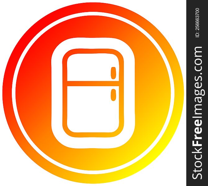 kitchen refrigerator circular icon with warm gradient finish. kitchen refrigerator circular icon with warm gradient finish