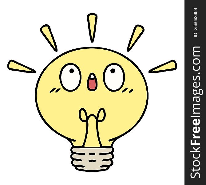 cartoon of a shining electric light bulb. cartoon of a shining electric light bulb