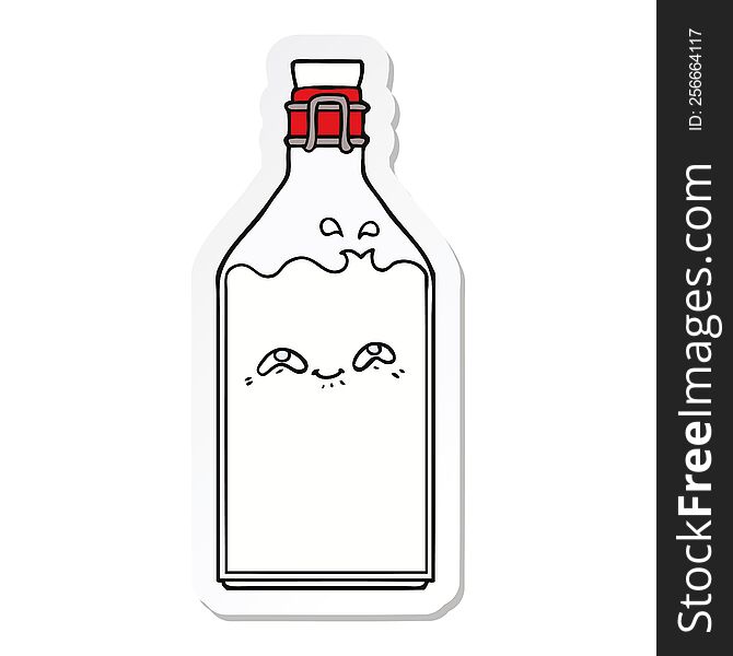 sticker of a cartoon old milk bottle