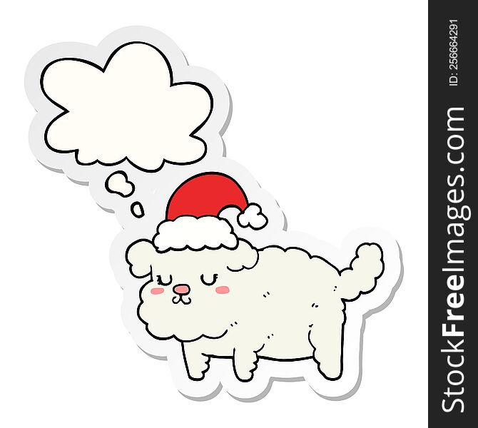 Cute Christmas Dog And Thought Bubble As A Printed Sticker