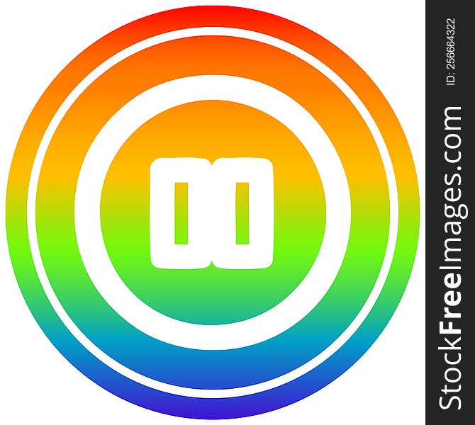 Pause Button Circular In Rainbow Spectrum