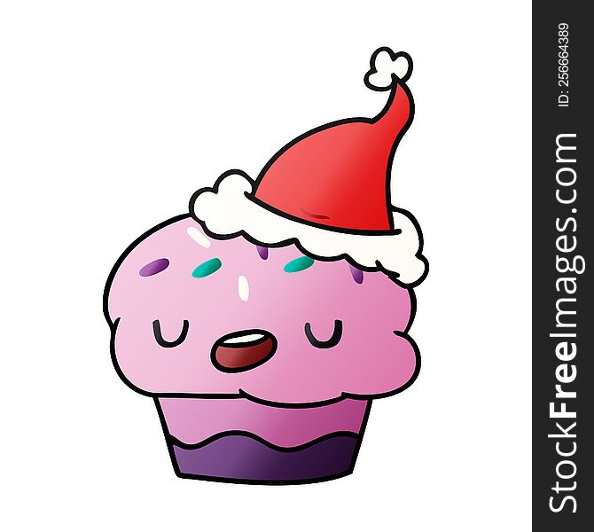 Christmas Gradient Cartoon Of Kawaii Cupcake
