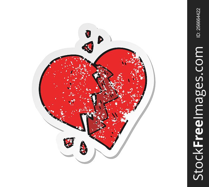 retro distressed sticker of a cartoon broken heart