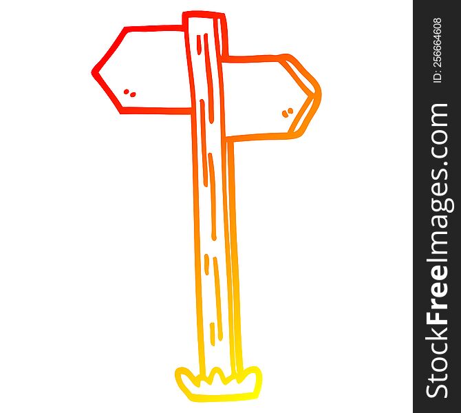 Warm Gradient Line Drawing Cartoon Sign Posts