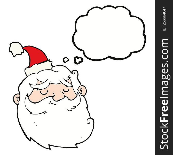Cartoon Santa Claus Face With Thought Bubble