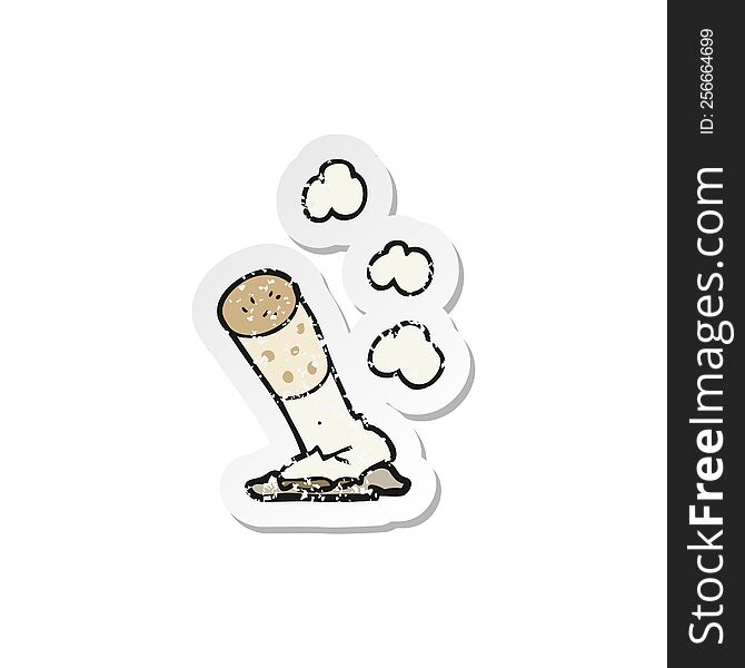 retro distressed sticker of a cartoon cigarette