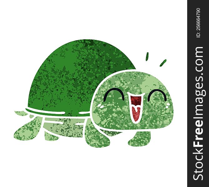 Quirky Retro Illustration Style Cartoon Turtle