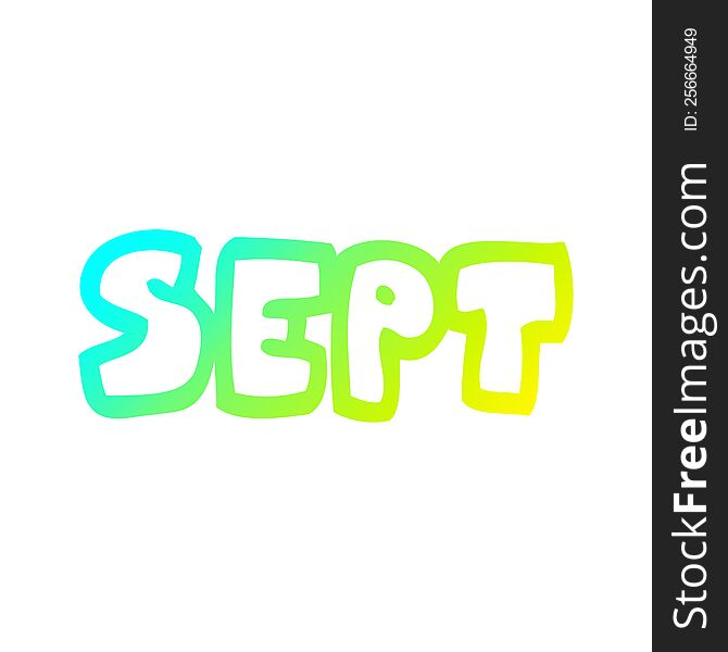cold gradient line drawing of a cartoon month of september