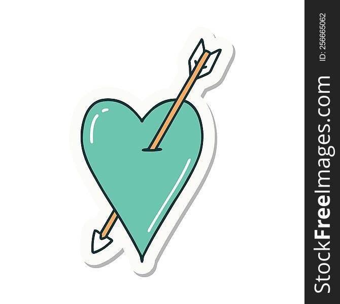 tattoo style sticker of an arrow and heart