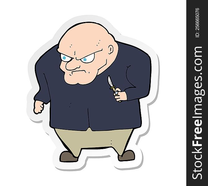 sticker of a cartoon evil man