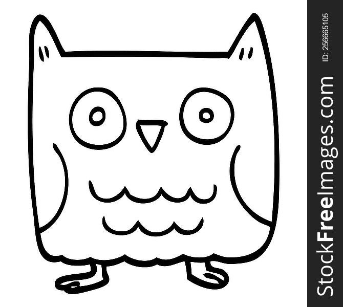 funny line drawing cartoon owl