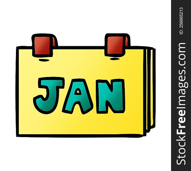 hand drawn gradient cartoon doodle of a calendar with jan