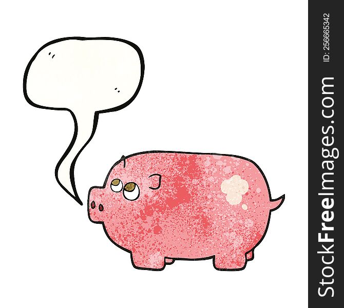 freehand speech bubble textured cartoon piggy bank