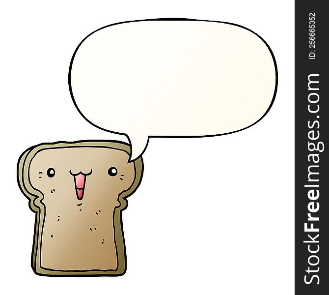 cute cartoon toast with speech bubble in smooth gradient style