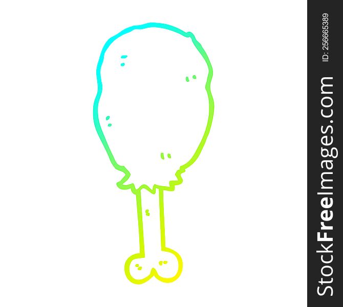 Cold Gradient Line Drawing Cartoon Chicken Leg