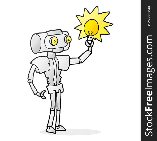 Cartoon Robot With Light Bulb