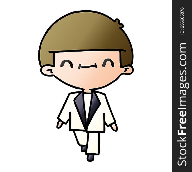 Gradient Cartoon Of Cute Kawaii Boy In Suit