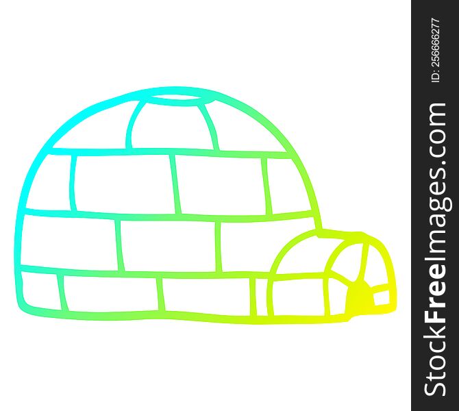 cold gradient line drawing of a cartoon ice igloo