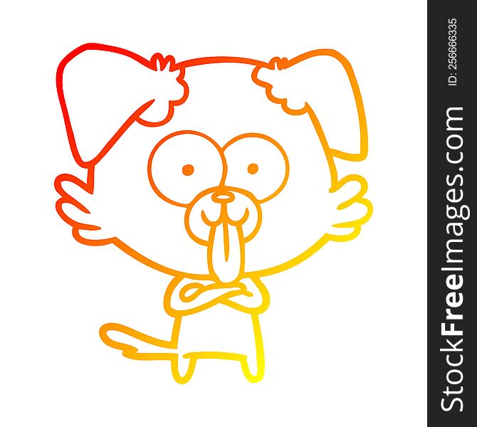 warm gradient line drawing of a cartoon dog with tongue sticking out