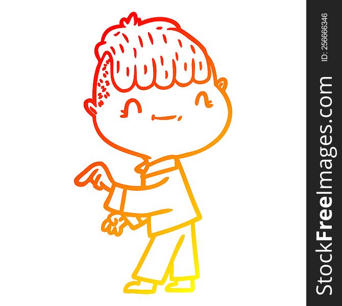 Warm Gradient Line Drawing Cartoon Friendly Boy