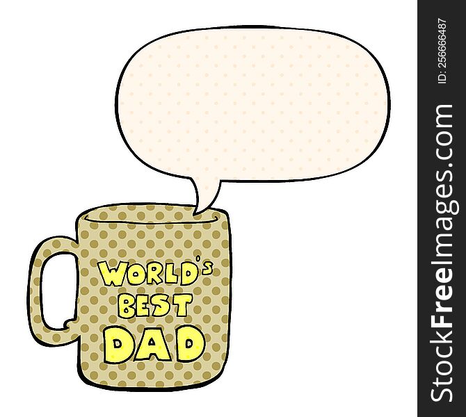 Worlds Best Dad Mug And Speech Bubble In Comic Book Style