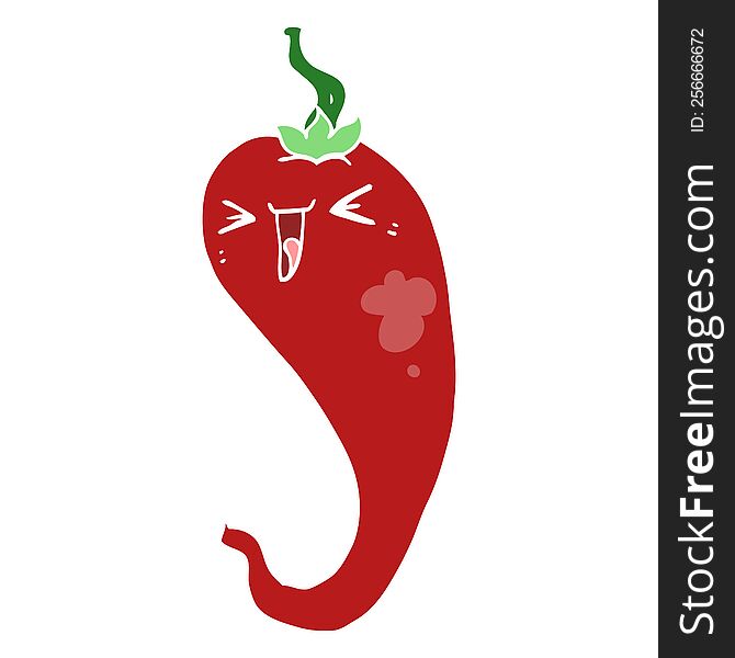flat color style cartoon hot chili pepper