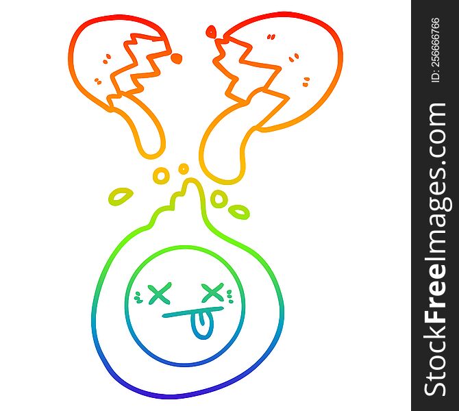 Rainbow Gradient Line Drawing Cartoon Cracked Egg