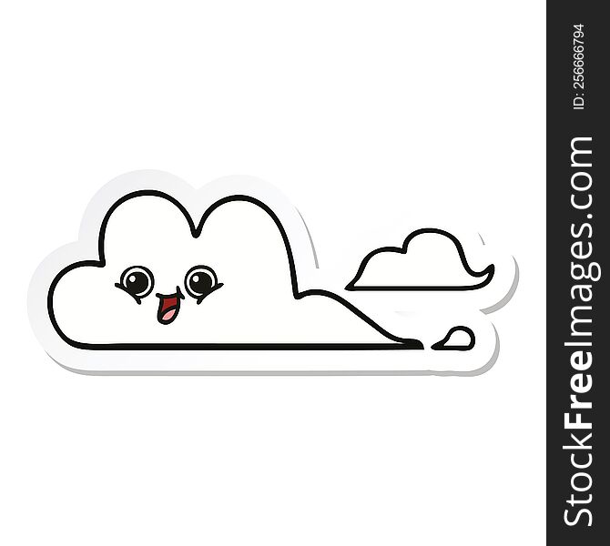 sticker of a cute cartoon clouds