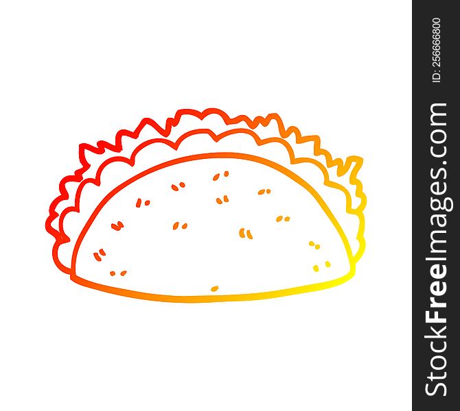 warm gradient line drawing of a cartoon taco