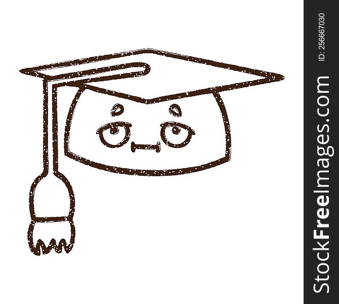 Graduation Cap Charcoal Drawing