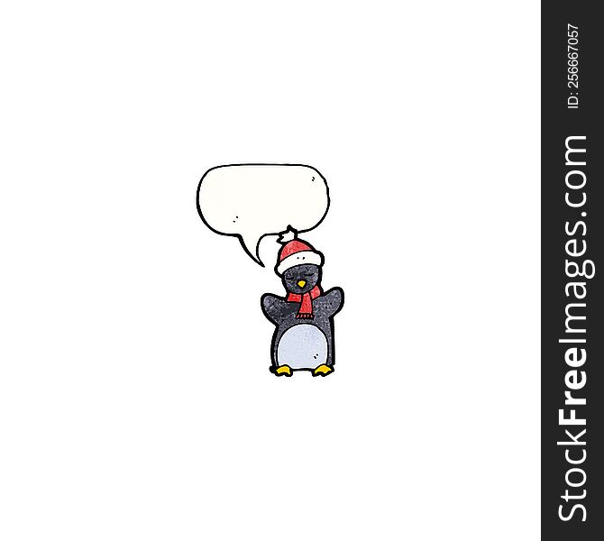 cartoon penguin with speech bubble