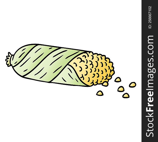 hand drawn gradient cartoon doodle of fresh corn on the cob
