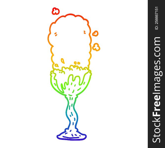 rainbow gradient line drawing of a cartoon potion goblet