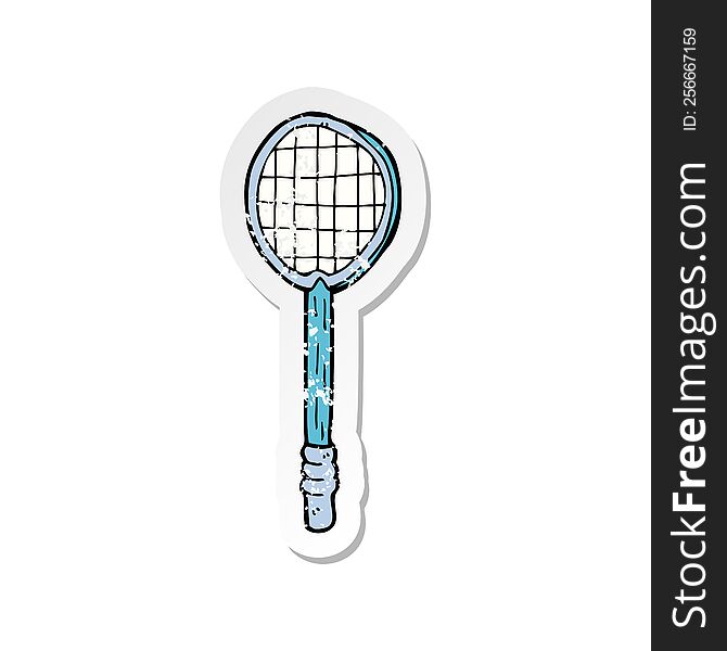 retro distressed sticker of a cartoon old tennis racket