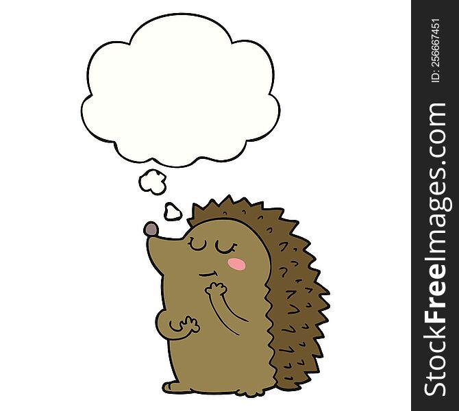 Cute Cartoon Hedgehog And Thought Bubble