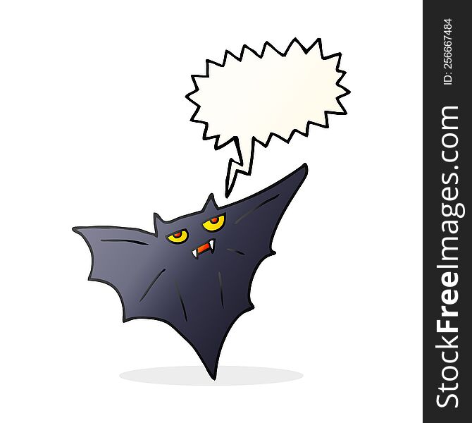 freehand drawn speech bubble cartoon halloween bat