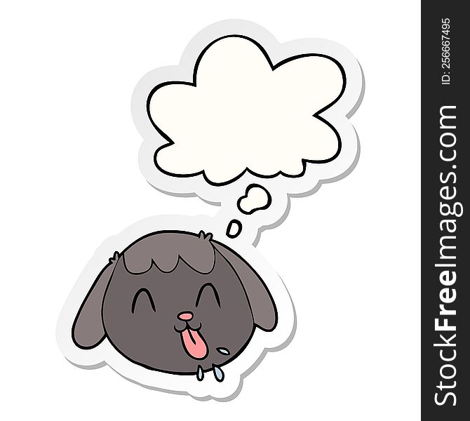 cartoon dog face with thought bubble as a printed sticker