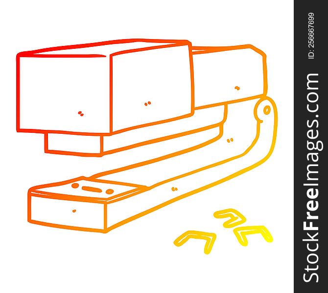 warm gradient line drawing of a cartoon office stapler