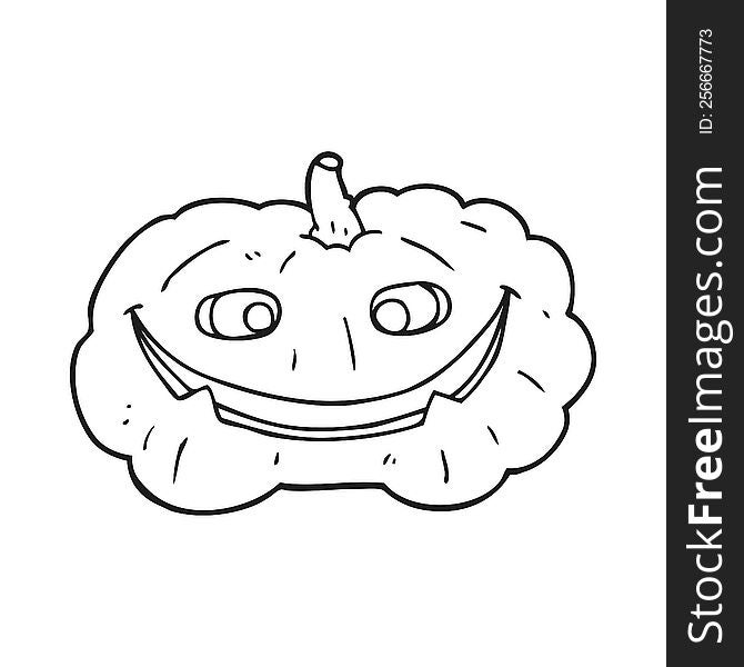 Black And White Cartoon Pumpkin