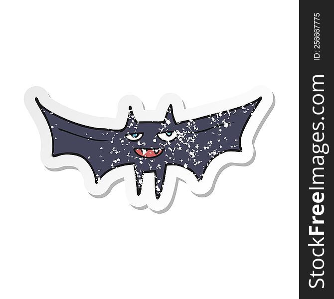 Retro Distressed Sticker Of A Cartoon Halloween Bat