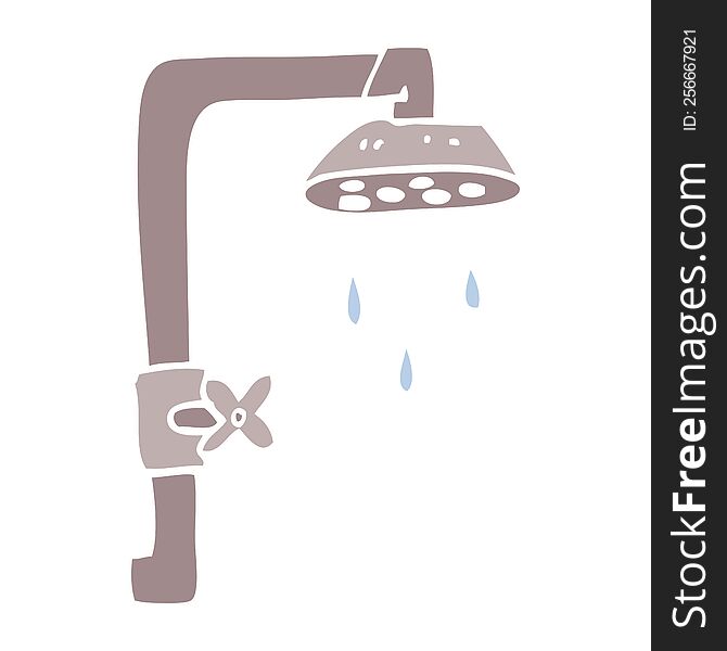 Flat Color Illustration Cartoon Shower Head