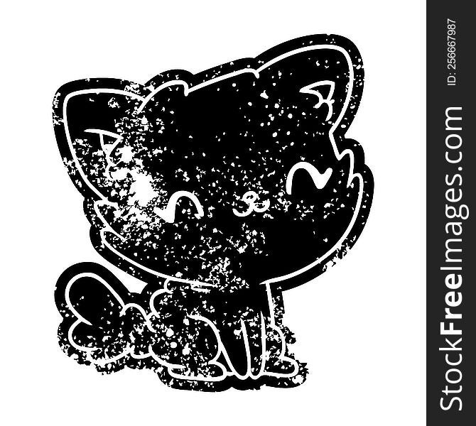 grunge distressed icon cute kawaii fluffy cat. grunge distressed icon cute kawaii fluffy cat