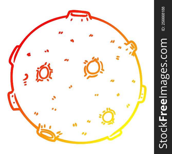 warm gradient line drawing of a cartoon moon