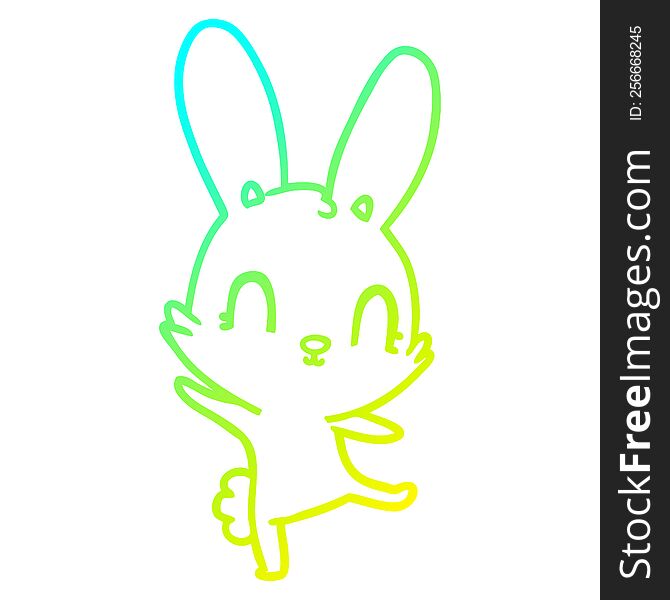 Cold Gradient Line Drawing Cute Cartoon Rabbit Dancing