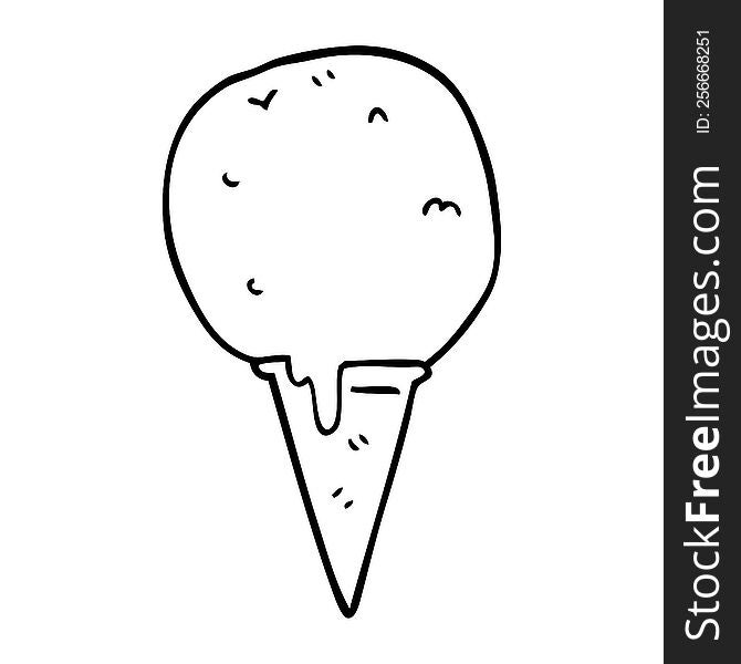 Line Drawing Cartoon Ice Cream Cone