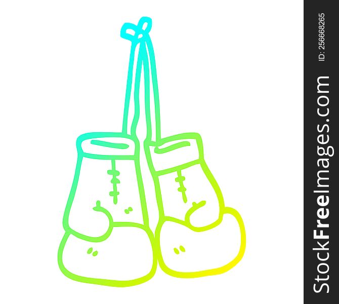 cold gradient line drawing of a cartoon boxing gloves