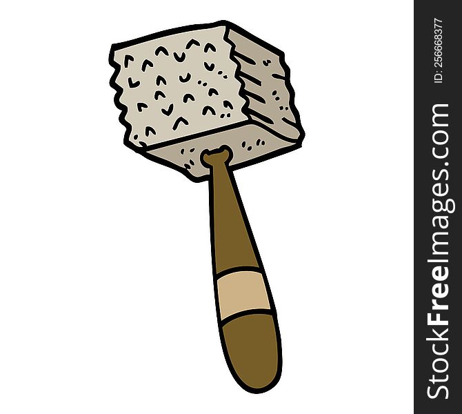 hand drawn doodle style cartoon meat hammer