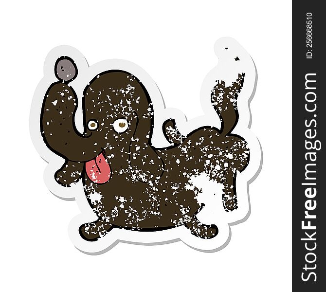 Retro Distressed Sticker Of A Cartoon Dog Sticking Out Tongue