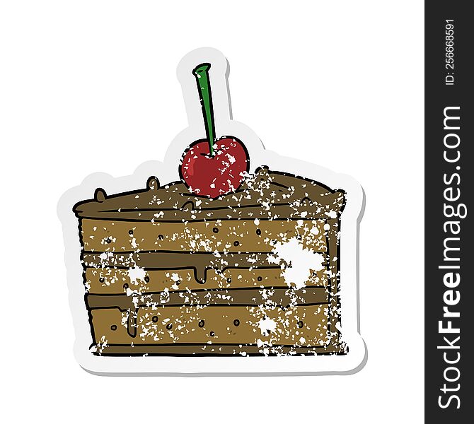 distressed sticker of a cartoon chocolate cake
