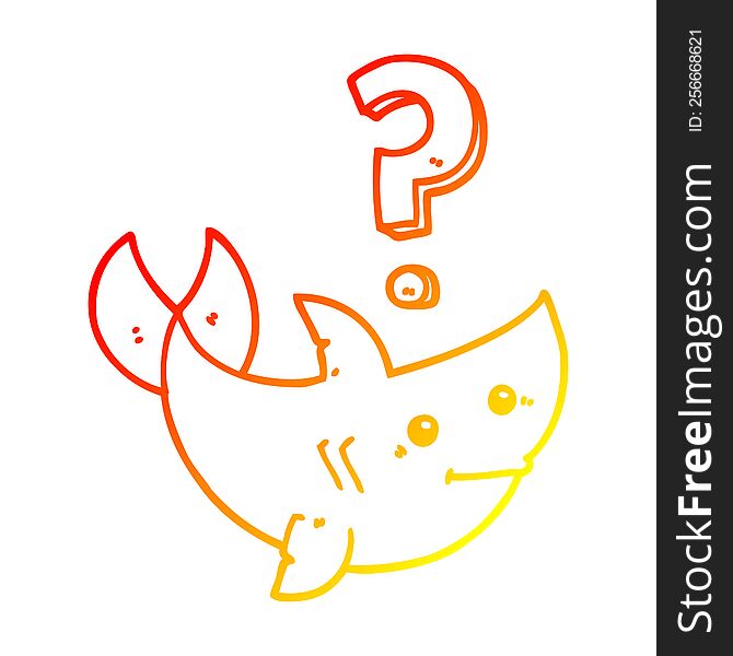 warm gradient line drawing of a cartoon shark asking question